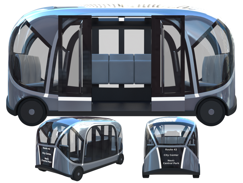 Autonomous City Shuttle Bus 3D 모델 .c4d .max .obj .3ds .fbx .stl .blend 