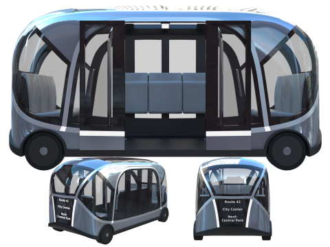 Autonomous City Shuttle Bus 3D Model