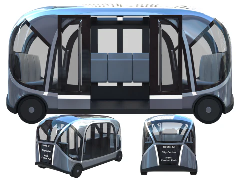 Bus navetta urbano autonomo Modello 3D