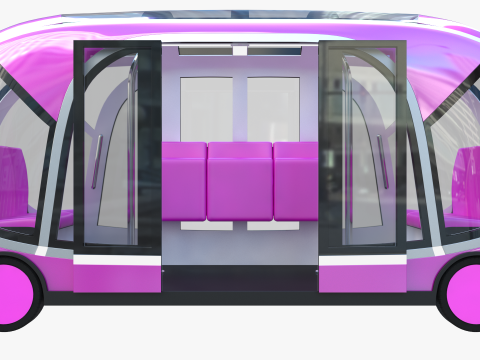 Autonomous City Shuttle Bus pink Modello 3D