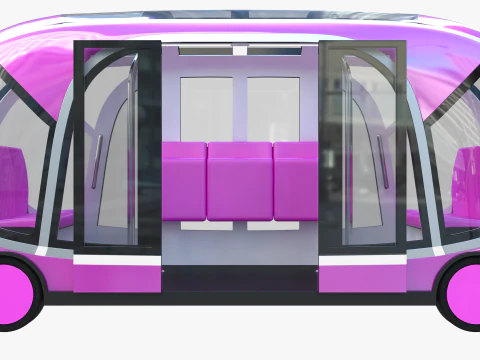 Autonomous City Shuttle Bus pink 3D Model