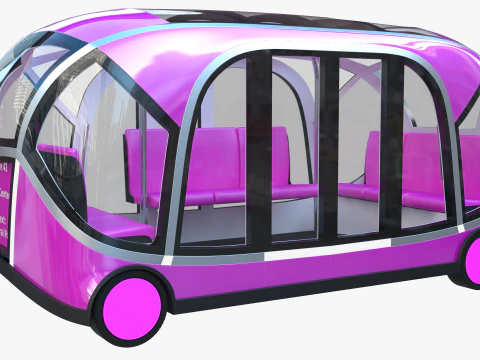 Autonomous City Shuttle Bus pink 3D Model