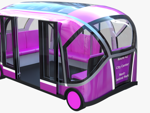 Autonomous City Shuttle Bus pink Modello 3D