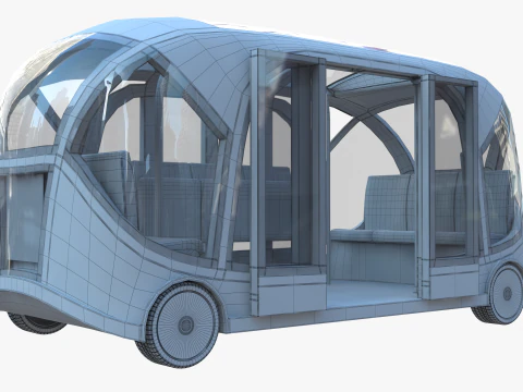 Autonomous City Shuttle Bus pink 3D Model