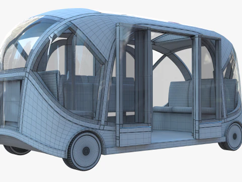Autonomous City Shuttle Bus pink 3D Model