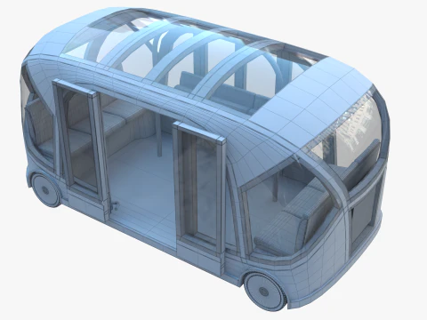 Autonomous City Shuttle Bus pink 3D Model