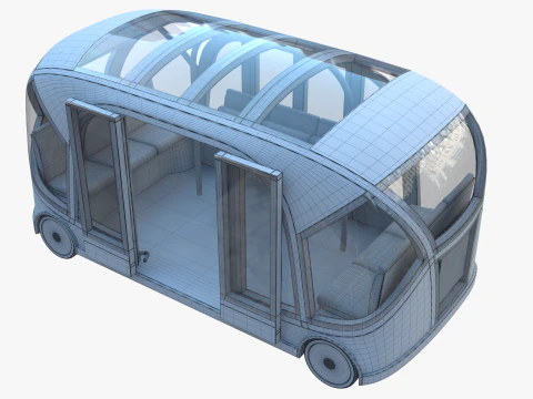 Autonomous City Shuttle Bus pink 3D Model