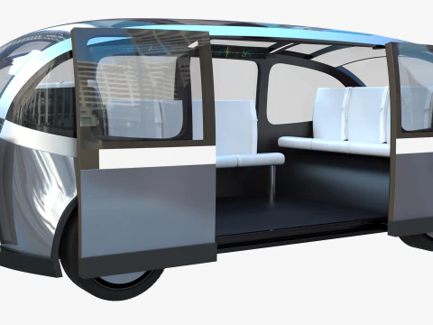 Self-Driving Taxi Shuttle 3D Model