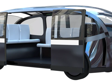 Self-Driving Taxi Shuttle 3D Model