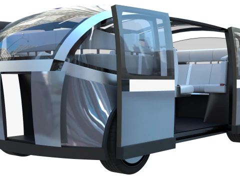 Self-Driving Taxi Shuttle 2 3D Model