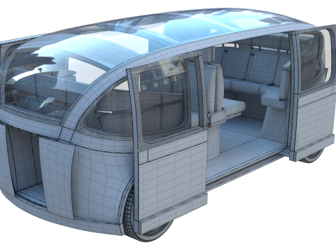 Self-Driving Taxi Shuttle 2 3D 모델