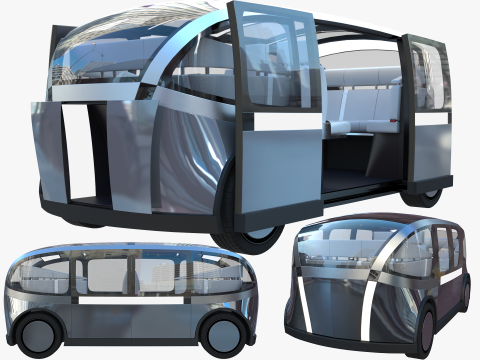 Self-Driving Taxi Shuttle 2 3D Model