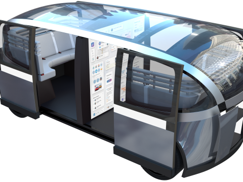 Self-Driving Taxi Shuttle 3 3Dモデル