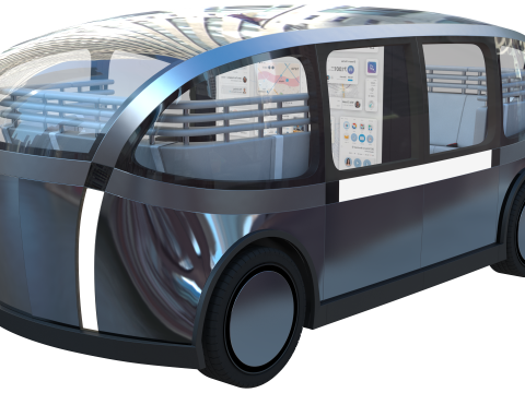 Self-Driving Taxi Shuttle 3 3Dモデル