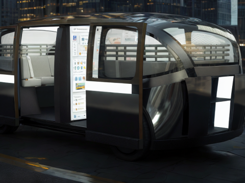 Self-Driving Taxi Shuttle 3 3Dモデル