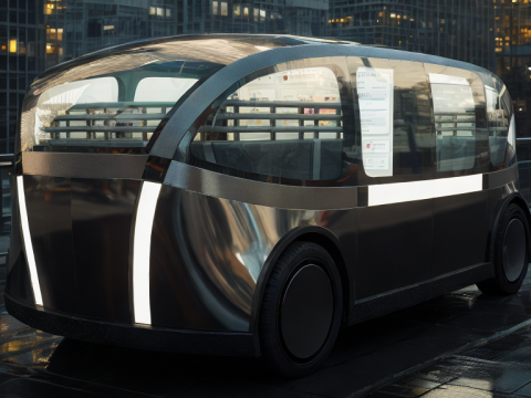 Self-Driving Taxi Shuttle 3 3Dモデル