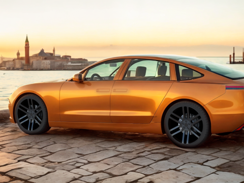 Electric Sedan golden 3Dモデル