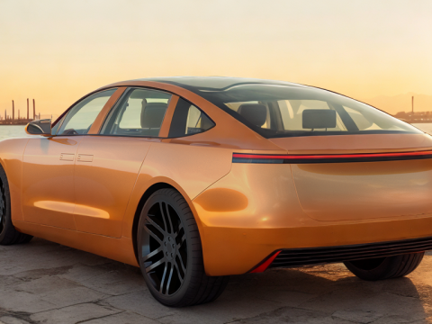 Electric Sedan golden 3Dモデル