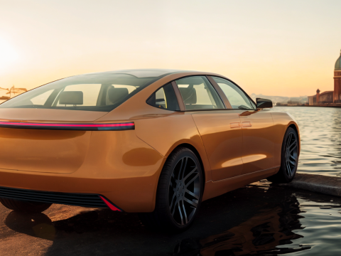Electric Sedan golden 3Dモデル