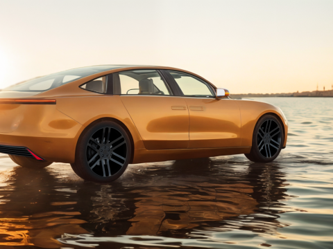 Electric Sedan golden 3Dモデル