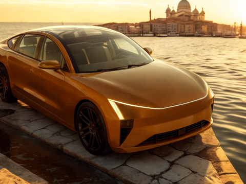 Electric Sedan golden 3Dモデル