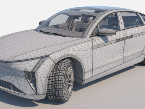 Electric Sedan golden 3Dモデル