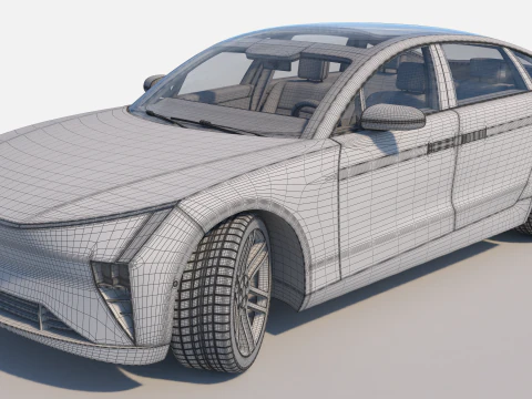 Electric Sedan golden 3D Model