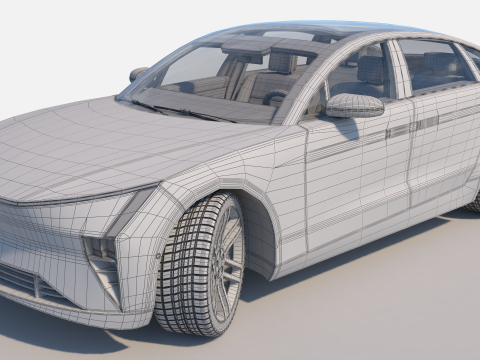 Electric Sedan golden 3Dモデル