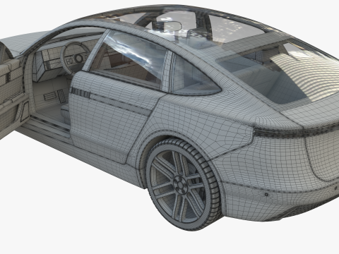 Electric Sedan golden 3Dモデル