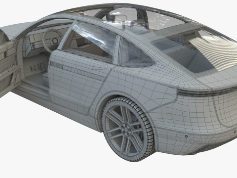 Electric Sedan golden 3Dモデル