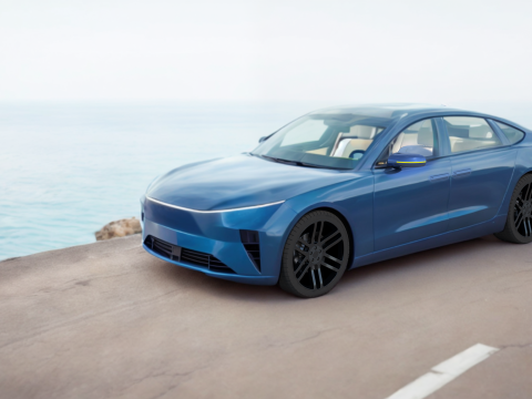 Electric Sedan Blue 3Dモデル