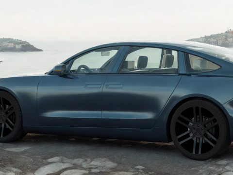 Electric Sedan Blue 3Dモデル
