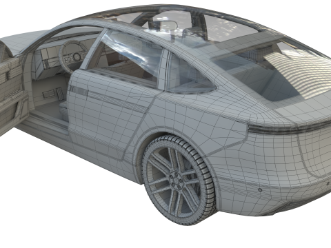 Electric Sedan Blue 3Dモデル