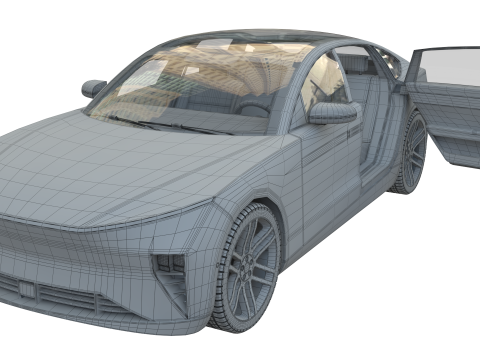 Electric Sedan Blue 3Dモデル