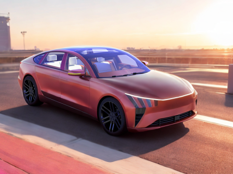 Modern Automobile burgundy 3D Model