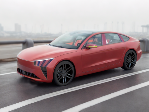 Modern Automobile burgundy 3D Model