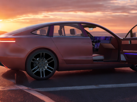 Modern Automobile burgundy 3D Model