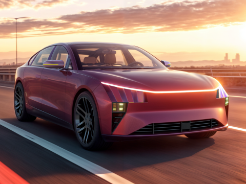 Modern Automobile burgundy 3D Model