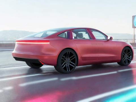 Modern Automobile burgundy 3D Model