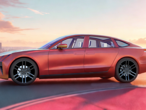 Modern Automobile burgundy 3D Model