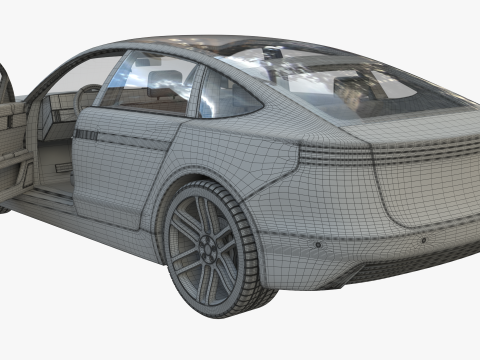 Modern Automobile burgundy 3D Model