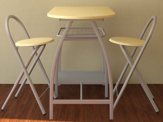 dining table and stools Modello 3D .c4d .max .obj .3ds .fbx .stl .blend 