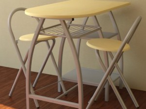 dining table and stools Modello 3D
