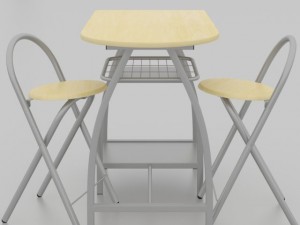 dining table and stools Modello 3D
