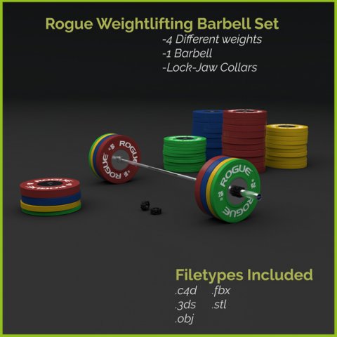 olympic weightlifting barbell crossfit 3D मॉडल .c4d .max .obj .3ds .fbx .stl .blend 