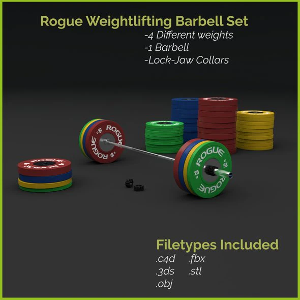 olympic weightlifting barbell crossfit 3D Model .c4d .max .obj .3ds .fbx .stl .blend 