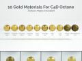 10 Gold Materials Textures For Cinema4D Octane Render Modèle 3D