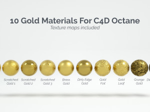 10 gold materials textures for cinema4d octane render CG टेक्स्चर्स