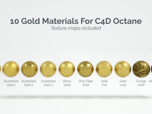 सिनेमा4डी ऑक्टेन रेंडर के लिए 10 स्वर्ण सामग्री बनावट CG टेक्स्चर्स