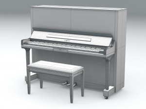 upright piano with stool 3D मॉडल